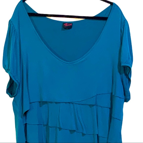 Torrid teal blue ruffled top v neck size 4X - Picture 1 of 5